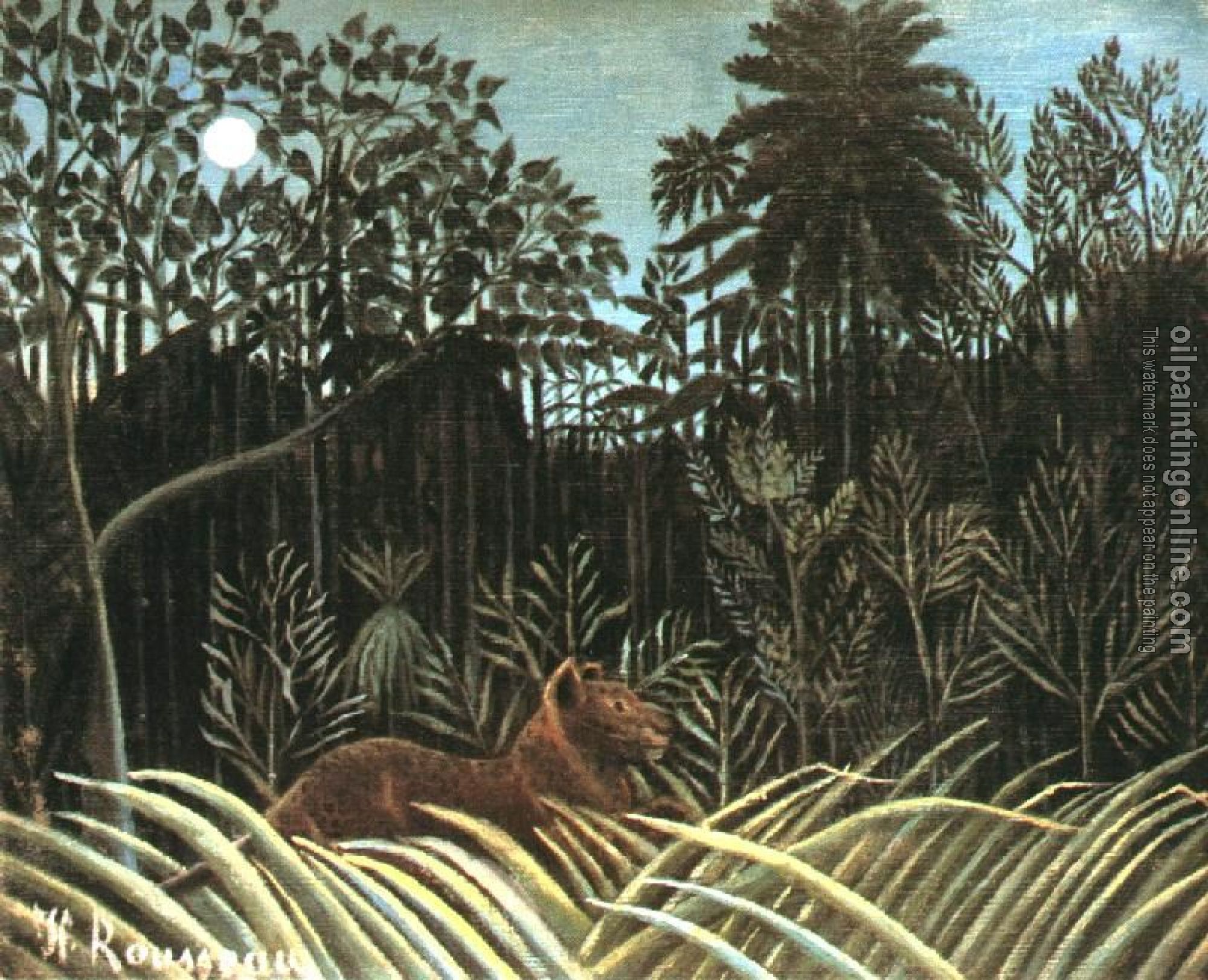 Henri Rousseau - Jungle with Lion